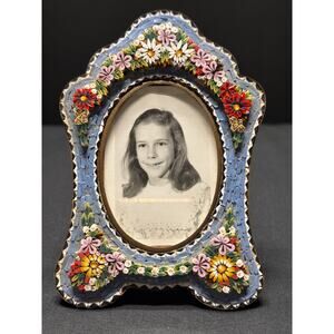 Vintage Italian Millefiori Micro Mosaic Picture Frame – 5" Easel Style